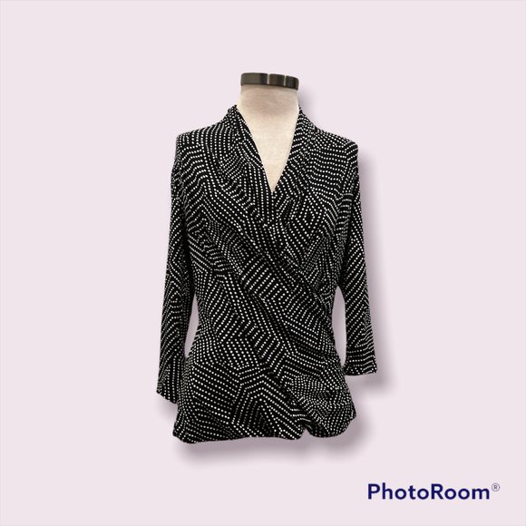 Chaus New York Wrap-Front Polka-Dot Top - Size M - Picture 1 of 3